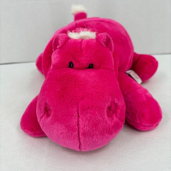 Enesco Nici Hippo Plush Hot Pink Red Heart Bottom Hippopotamus 12 Inch Laying - Picture 5 of 10
